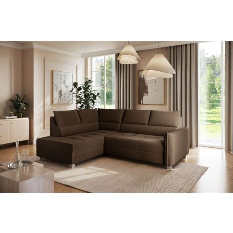 Ecksofa Schlafsofa Sofa MARNO in Stoff Vogue Braun Ottomane Links