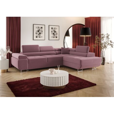 Ecksofa Schlafsofa Sofa MONARO Stoff Poso Lila Ottomane Rechts