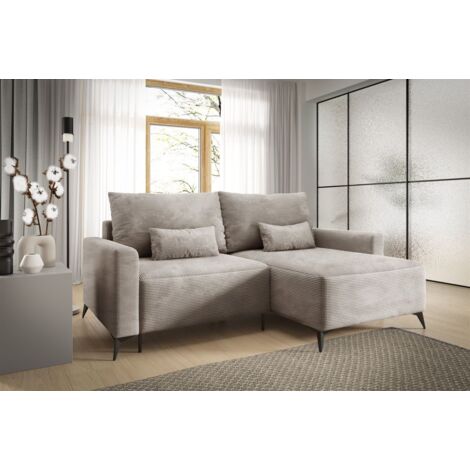 Ecksofa Schlafsofa Sofa SILVES in Stoff Poso Beige Ottomane Rechts