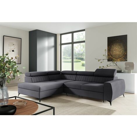Ecksofa Schlafsofa Sofa TORONTO Stoff Element Graphit Ottomane Links