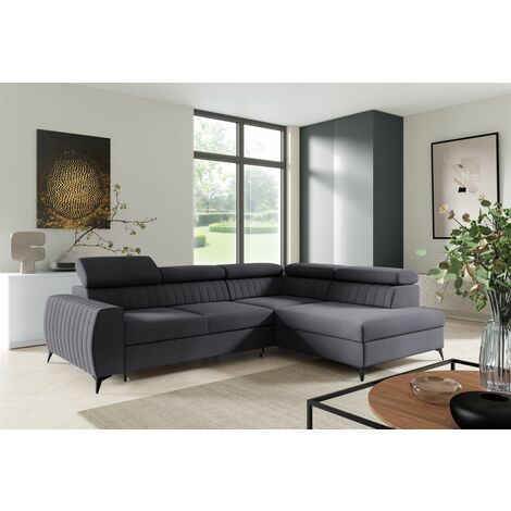 Ecksofa Schlafsofa Sofa TORONTO Stoff Element Graphit Ottomane Rechts