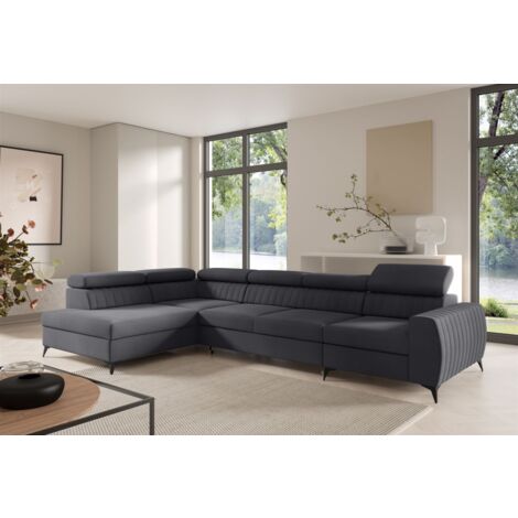 Ecksofa Schlafsofa Sofa TORONTO XL Stoff Element Graphit Ottomane Links