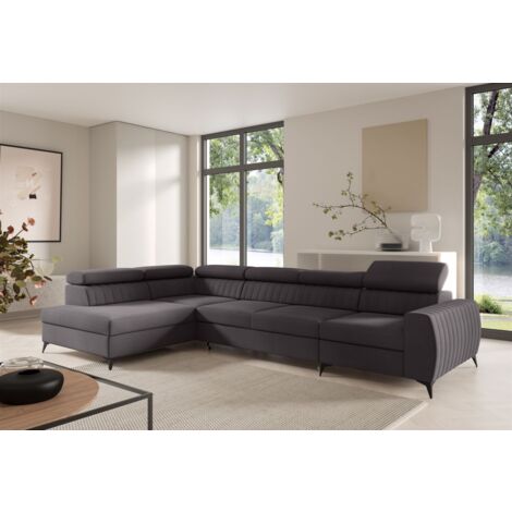 Ecksofa Schlafsofa Sofa TORONTO XL Stoff Element Schwarz Ottomane Links