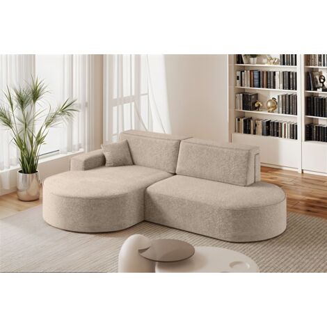 Ecksofa Schlafsofa Sofa VENEDIG Stoff Arena Beige Ottomane Links