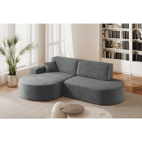 Ecksofa Schlafsofa Sofa VENEDIG Stoff Arena Dunkelgrau Ottomane Links