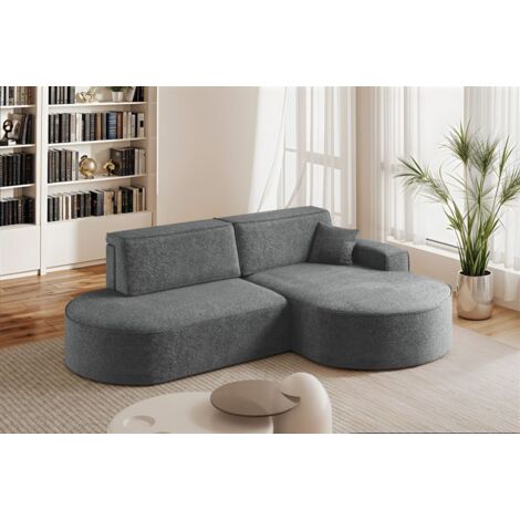 Ecksofa Schlafsofa Sofa VENEDIG Stoff Arena Dunkelgrau Ottomane Rechts