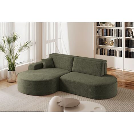 Ecksofa Schlafsofa Sofa VENEDIG Stoff Arena Dunkelgrün Ottomane Links