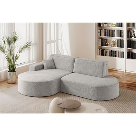 Ecksofa Schlafsofa Sofa VENEDIG Stoff Arena Hellgrau Ottomane Links