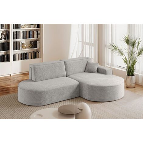 Ecksofa Schlafsofa Sofa VENEDIG Stoff Arena Hellgrau Ottomane Rechts