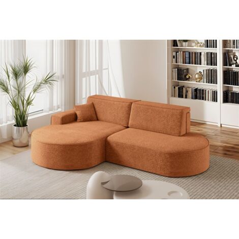 Ecksofa Schlafsofa Sofa VENEDIG Stoff Arena Rostbraun Ottomane Links