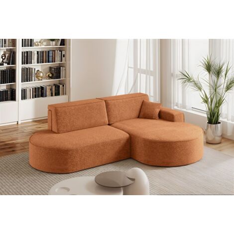 Ecksofa Schlafsofa Sofa VENEDIG Stoff Arena Rostbraun Ottomane Rechts