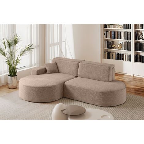 Ecksofa Schlafsofa Sofa VENEDIG Stoff Arena Sand Ottomane Links