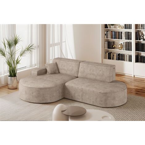 Ecksofa Schlafsofa Sofa VENEDIG Stoff Poso Beige Ottomane Links