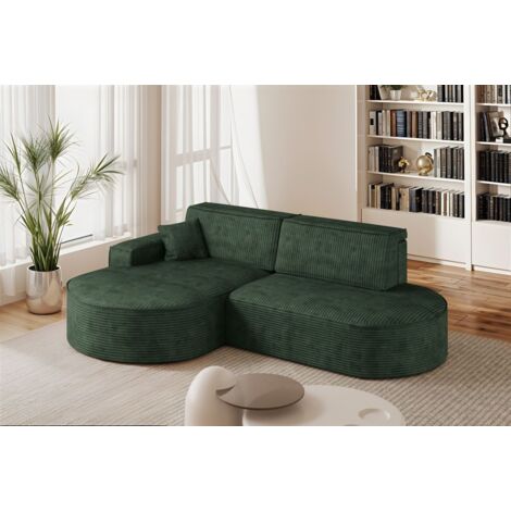 Ecksofa Schlafsofa Sofa VENEDIG Stoff Poso Grün Ottomane Links