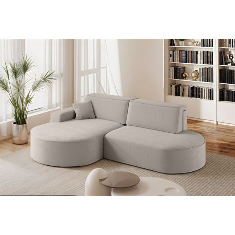 Ecksofa Schlafsofa Sofa VENEDIG Stoff Salvador Hellgrau Ottomane Links