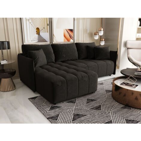 Ecksofa Schlafsofa TREVISO Stoff Monolith Dunkelgrau Ottomane Links