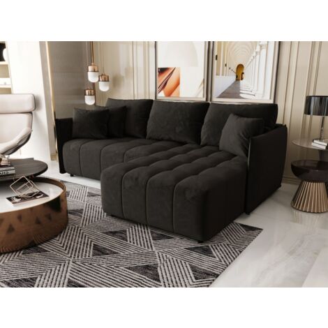 Ecksofa Schlafsofa TREVISO Stoff Monolith Dunkelgrau Ottomane Rechts