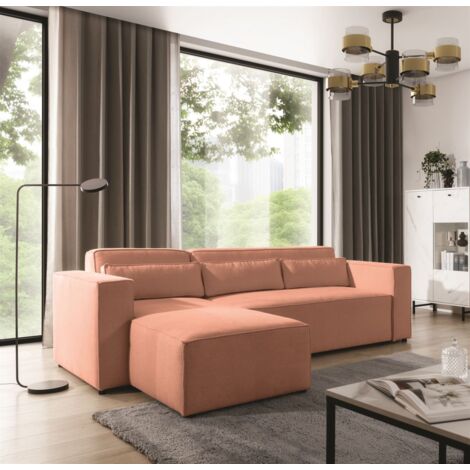 Ecksofa Schlafsofa WALDO Stoff Brooklyn Coral Ottomane Links
