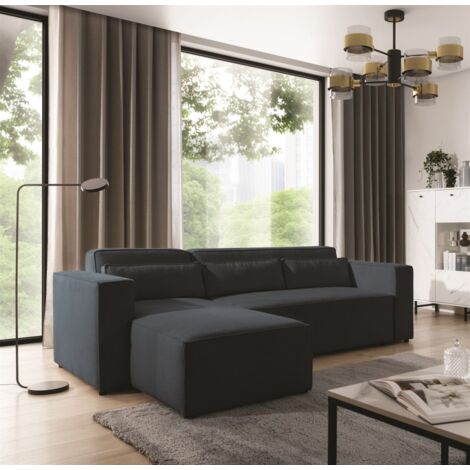 Ecksofa Schlafsofa WALDO Stoff Brooklyn Meeresblau Ottomane Links