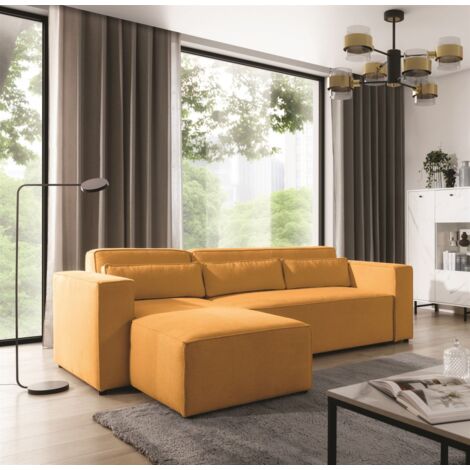 Ecksofa Schlafsofa WALDO Stoff Brooklyn Mostaza Ottomane Links