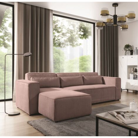 Ecksofa Schlafsofa WALDO Stoff Poso Altrosa Ottomane Links