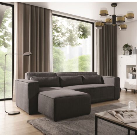 Ecksofa Schlafsofa WALDO Stoff Poso Anthrazit Ottomane Links