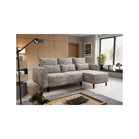 Ecksofa Selio mit Schlaffunktion und Bettzeugcontainer Beige Rechts