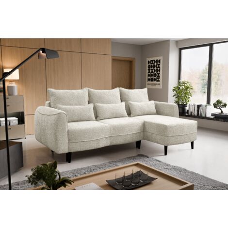 Ecksofa Selio mit Schlaffunktion und Bettzeugcontainer Ecru Rechts