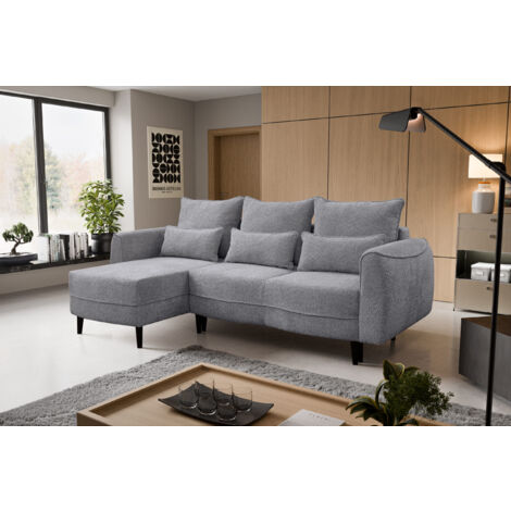 Ecksofa Selio mit Schlaffunktion und Bettzeugcontainer Grau Links