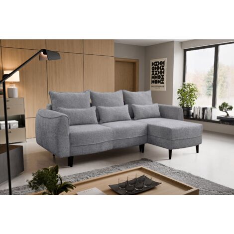 Ecksofa Selio mit Schlaffunktion und Bettzeugcontainer Grau Rechts