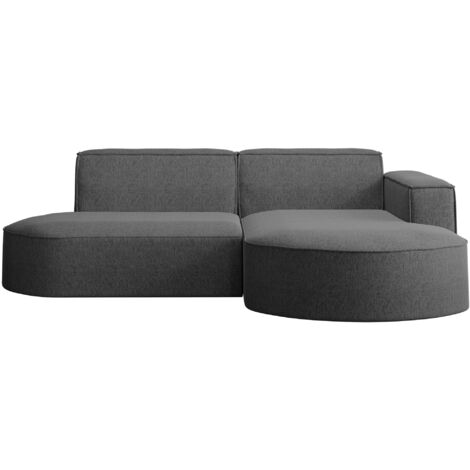 Ecksofa, Sofa L form, Couch L form MODENA L STUDIO stoff Neve Dunkelgrau Rechts