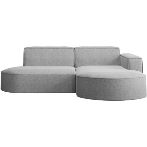 Ecksofa, Sofa L form, Couch L form MODENA L STUDIO stoff Neve Grau Rechts