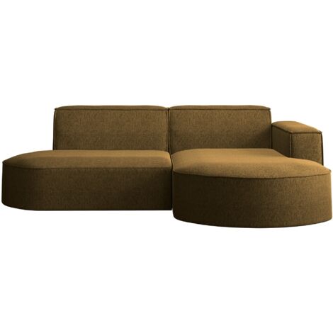 Ecksofa, Sofa L form, Couch L form MODENA L STUDIO stoff Neve Hellbraun Rechts
