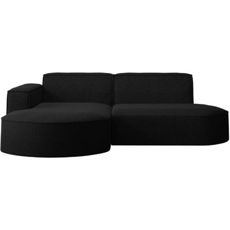 Ecksofa, Sofa L form, Couch L form MODENA L STUDIO stoff Neve Schwarz Links