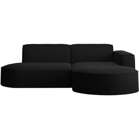Ecksofa, Sofa L form, Couch L form MODENA L STUDIO stoff Neve Schwarz Rechts