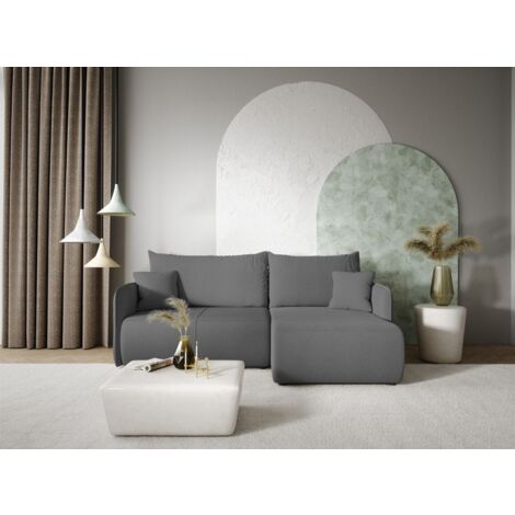 Ecksofa Sofa mit Schlaffunktion CALGARY Stoff Curio Dunkelgrau Ottomane Rechts