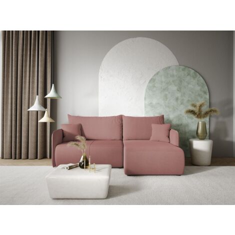 Ecksofa Sofa mit Schlaffunktion CALGARY Stoff Curio Rose Ottomane Rechts