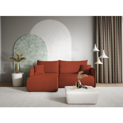 Ecksofa Sofa mit Schlaffunktion CALGARY Stoff Curio Ziegelrot Ottomane Links