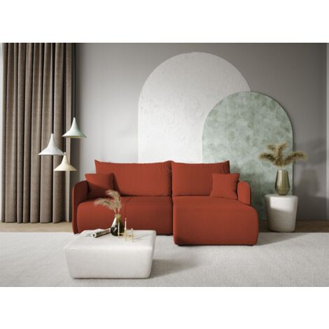 Ecksofa Sofa mit Schlaffunktion CALGARY Stoff Curio Ziegelrot Ottomane Rechts
