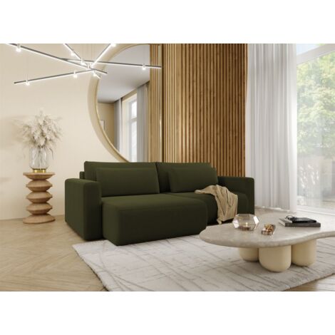 Ecksofa Sofa mit Schlaffunktion CHAIRA Stoff Curio Grün Ottomane Links