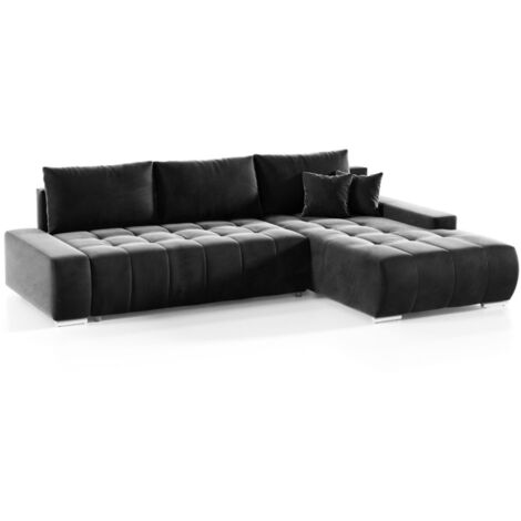 Ecksofa Sofa mit Schlaffunktion VOGAR Stoff Monolith Grafit Ottomane Rechts