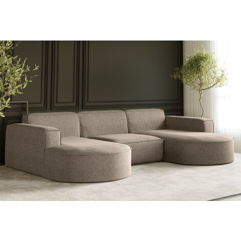 Ecksofa, Sofa U form, Couch U form MODENA U STUDIO stoff Neve Dunkelbeige