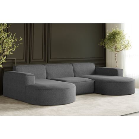 Ecksofa, Sofa U form, Couch U form MODENA U STUDIO stoff Neve Dunkelgrau