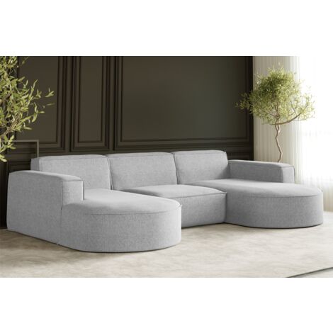 Ecksofa, Sofa U form, Couch U form MODENA U STUDIO stoff Neve Grau