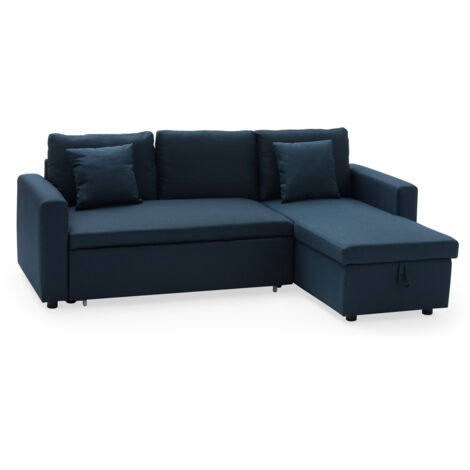 Ecksofa, umwandelbar, CLARK, 3-Sitzer, blau