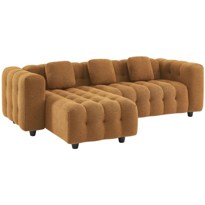 Sweeek - Ecksofa, Wendbar, Mit Strukturiertem Bouclé-bezug, Strukturiertes Bouclé, Senfgelb