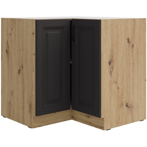 Eckunterschrank 90x90 cm Stilo Grau Eiche Artisan Küchenzeile Küchenblock Küche