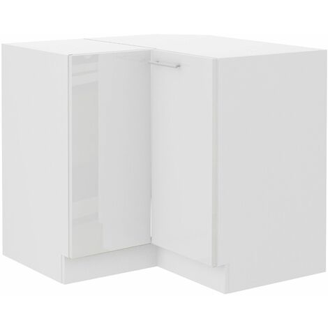 Eckunterschrank 90x90 Lara Weiß Hochglanz Küchenzeile Küchenblock Küche