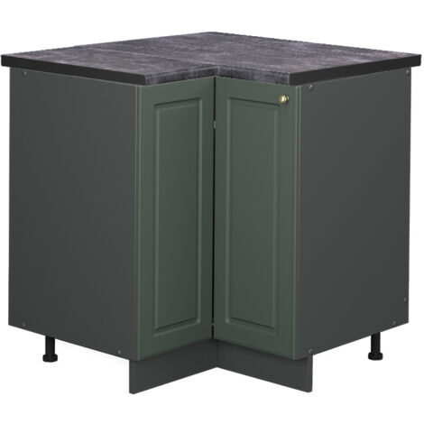 Eckunterschrank Fame-Line, Grün-Gold Landhaus, 80.5 cm, AP Anthrazit, Vicco