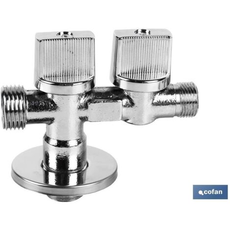 Eckventil 1/2 x 1/2 x 3/8 Doppelauslass
